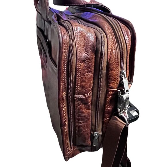 Vintage Wilsons Leather Brown Laptop Briefcase Messenger Bag Expandable Travel - Picture 4 of 8